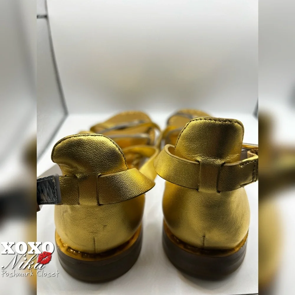 DIANE VON FURSTENBERG Gold & Animal Print Straps Cannes Sandals - Eur 38/USA 8M - Picture 4 of 7